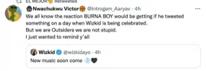 Reaction from people on Wizkid's post