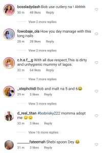 Bobrisky's fans comments on his post