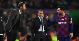Profile 9 Lionel Messi arguing with Mallorca coach