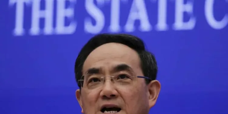 Xu Lin, Vice head of the Publicity Department of Communist Party speaks during a press conference on the white paper on fighting COVID-19 China in action, at the State Council Information Office in Beijing, Sunday, June 7, 2020. Senior Chinese health officials defended their country's response to the new coronavirus pandemic, saying they provided information in a timely and transparent manner. (AP Photo/Andy Wong)