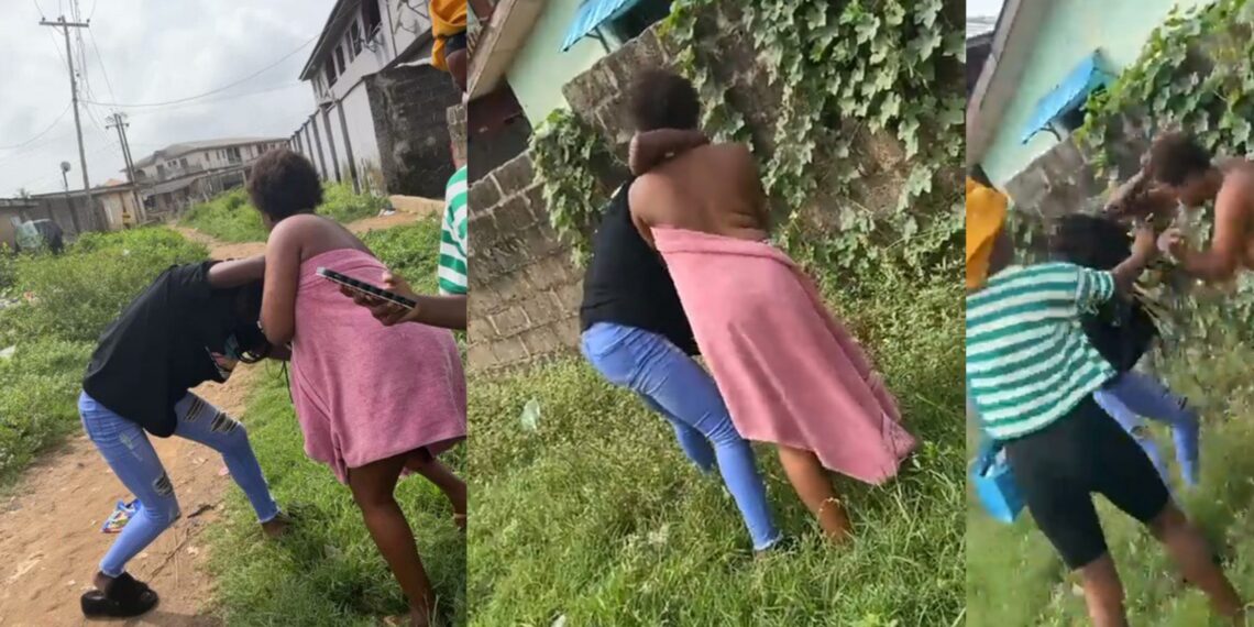 Lady fights nāk£d over a man on Valentine's Day 1 Lady fights nāk£d over a man on Valentine’s Day