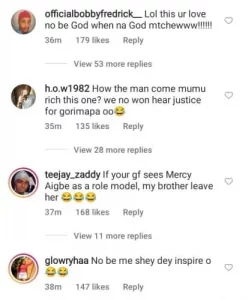 Reactions from netizens on Mercy Aigbe's post