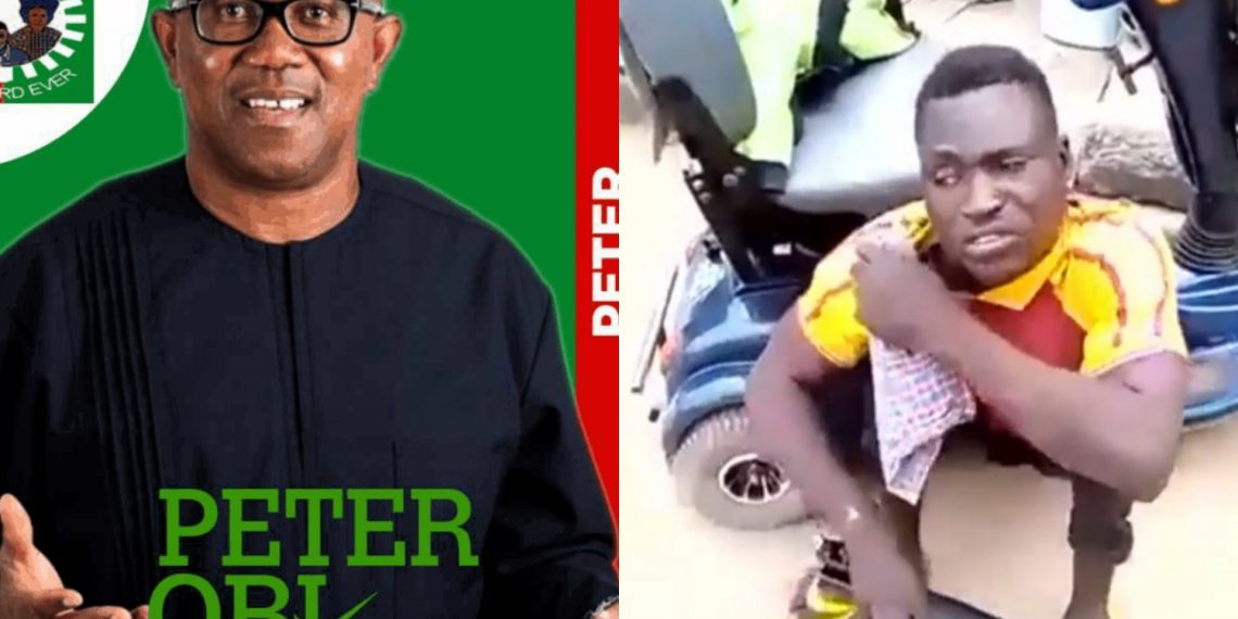 Physically challenged man attacked by Lagos Thugs for supporting Peter Obi (VIDEO) 1 Physically challenged man attacked by Lagos Thugs for supporting Peter Obi (VIDEO)