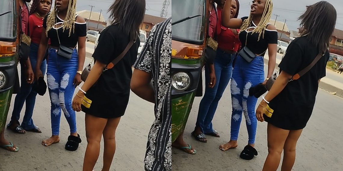 Drama as Hookup girls clash with keke man (VIDEO)