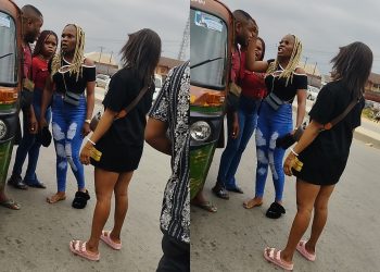 Drama as Hookup girls clash with keke man (VIDEO)