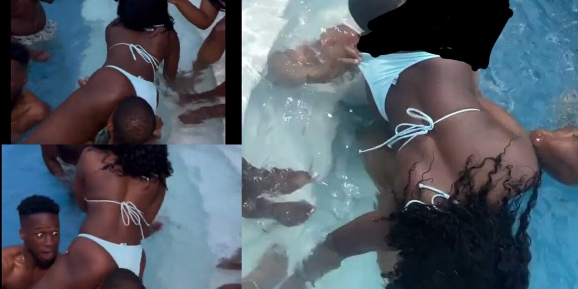 Man captured giving a lady head inside a public pool (WATCH VIDEO)