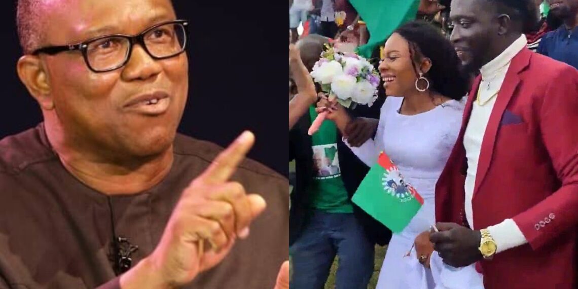 Peter Obi makes a promise to couple who left their reception to join the #Obidient movement 1 Peter Obi makes a promise to couple who left their reception to join the #Obidient movement