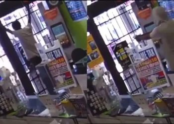 Armed robber gets locked in a shop he tried to rob (Watch Video)