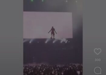 Check out how Wizkid landed gloriously from the sky in his show in France (VIDEO)