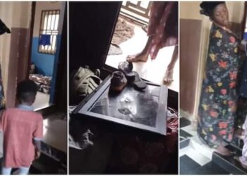 Wife sends her husband packing after catching him on top of a girl in her home (Video)