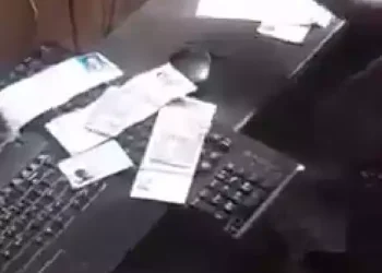 Twitter user raises alarm after spotting a Non-INEC official with over 2,000 PVCs in Lagos (video)