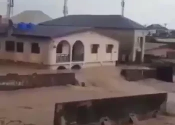 Man shows extreme state of flooding in Lagos (video)