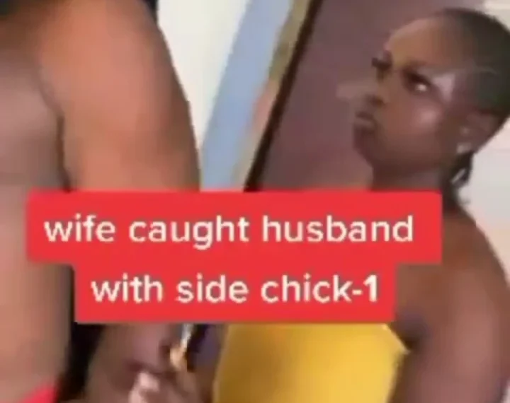 Man drives his pregnant wife away after she caught him cheating with another woman (Video) 1 Man drives his pregnant wife away after she caught him cheating with another woman (Video)