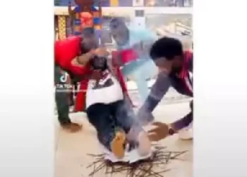 Popular Ghanian pastor takes member through strange ritual in church (watch video)