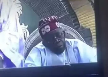 Close video of Tinubu dozing off in a Town Hall Meeting in Imo State (video)