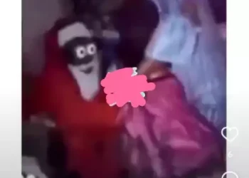 Watch moment little girl got frightened by a masquerade looking father Christmas (video)