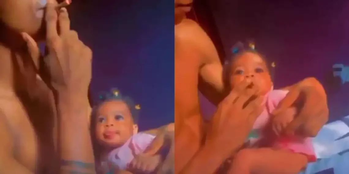 Nigerian Police launch manhunt for adult smoker sharing cigarette with his baby in viral video 1 Nigerian Police launch manhunt for adult smoker sharing cigarette with his baby in viral video