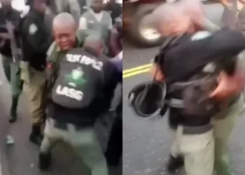 Soldiers and police engage in a serious fight in Lagos (Watch Video)