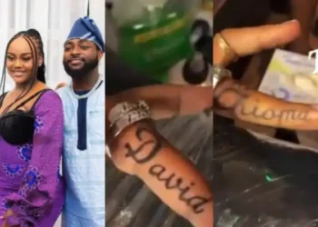 Davido and Chioma get tattoo of each others name (video)