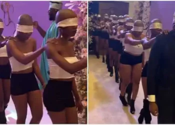 Moment Nigerian Socialite, Pretty Mike storms wedding as a one-eyed man leading the blind (watch video)