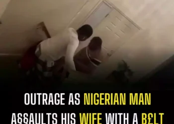 Outrage as Nigerian man a$$@ults his wife with a belt in the U.S (Video)
