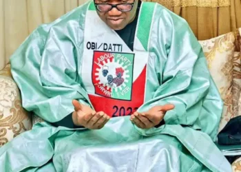 Watch as blind little girl breaks down in tears praying for Peter Obi to win (Video)