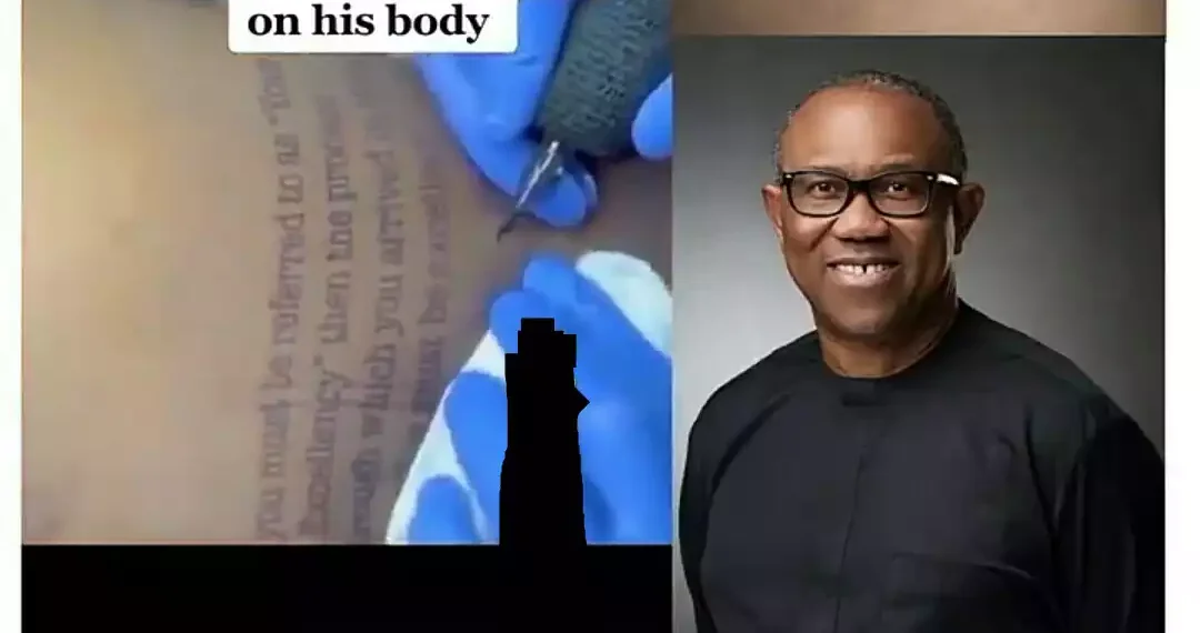 Nigerian youth tattoos the famous quote of Peter Obi on his body (Video) 1 Nigerian youth tattoos the famous quote of Peter Obi on his body (Video)