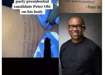 Nigerian youth tattoos the famous quote of Peter Obi on his body (Video)
