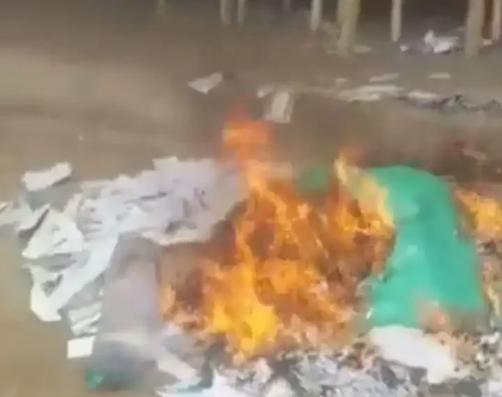 Ballot papers and boxes burnt in Lagos (Video)