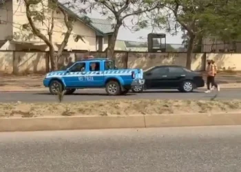 Moment FRSC operatives engage in car race with motorist (Video)