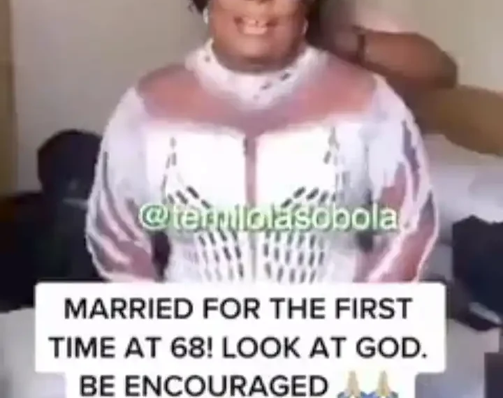 Trending video of Nigerian Lady who gets married for the first time at 68 (Video)