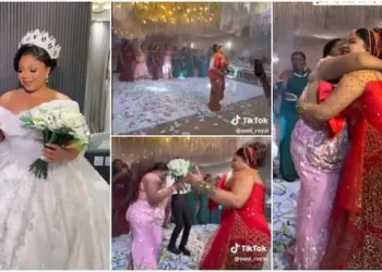 Emotional moment bride gives elder sister wedding bouquet (Video)