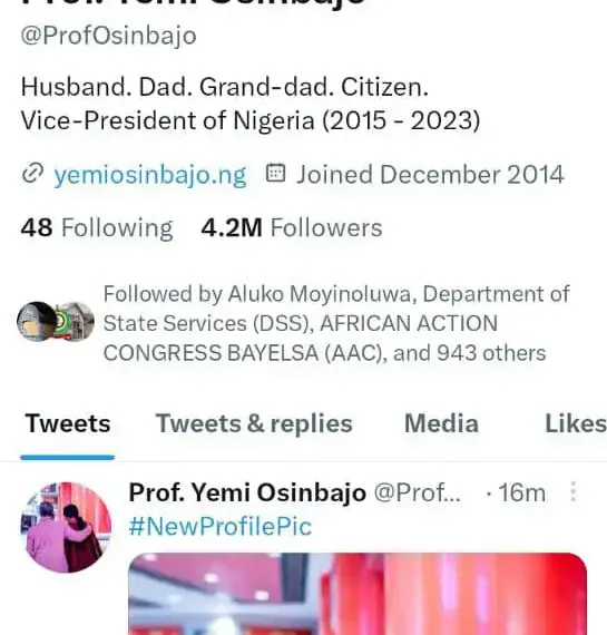 Inauguration 2023: Twitter removes Osinbajo's Verification tag 1 Inauguration 2023: Twitter removes Osinbajo’s Verification tag