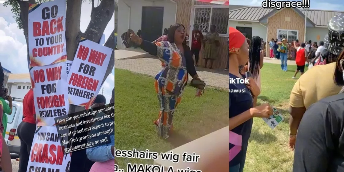 “Go Back To Your Country” – Ghanaian Wig Sellers Shut Down A Nigerian Wig Fair (Watch Video) 1 “Go Back To Your Country” – Ghanaian Wig Sellers Shut Down A Nigerian Wig Fair (Watch Video)