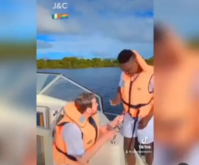 Nigerian man gets engaged to his male Caucasian Lover ( video) 1 Nigerian man gets engaged to his male Caucasian Lover ( video)