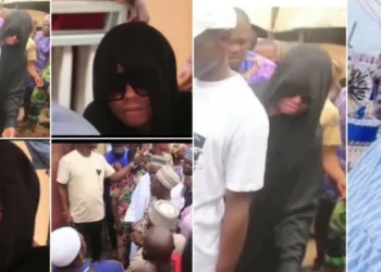 Bobrisky honours late father as he attends his burial without heavy makeup