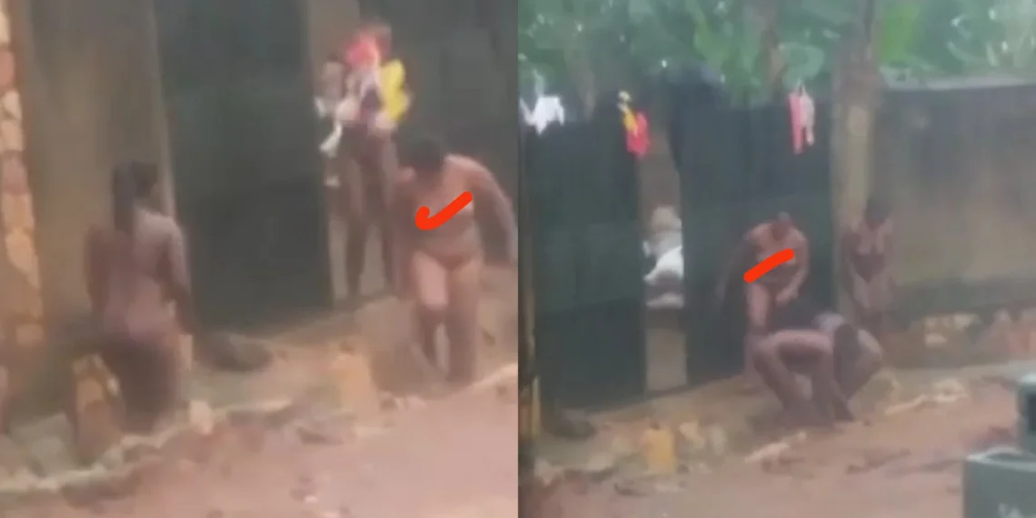 Heavily Endowed Naked Women Spotted Bathing Inside A Gutter (Video)