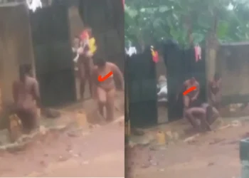 Heavily Endowed Naked Women Spotted Bathing Inside A Gutter (Video)
