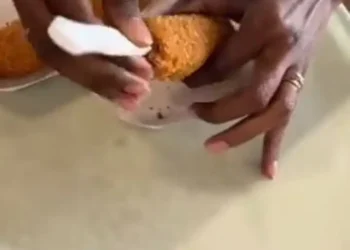 Cute or nasty? Lady inserts pregnancy test stick in her man’s food to announce she’s pregnant (Video)