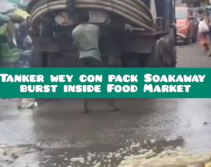 Sewage tanker burst in food market in Cameroon (Video) 1 Sewage tanker burst in food market in Cameroon (Video)