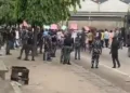 Police fires teargas at Unilag students protesting hike in school fees (Video) 5 Police fires teargas at Unilag students protesting hike in school fees (Video)