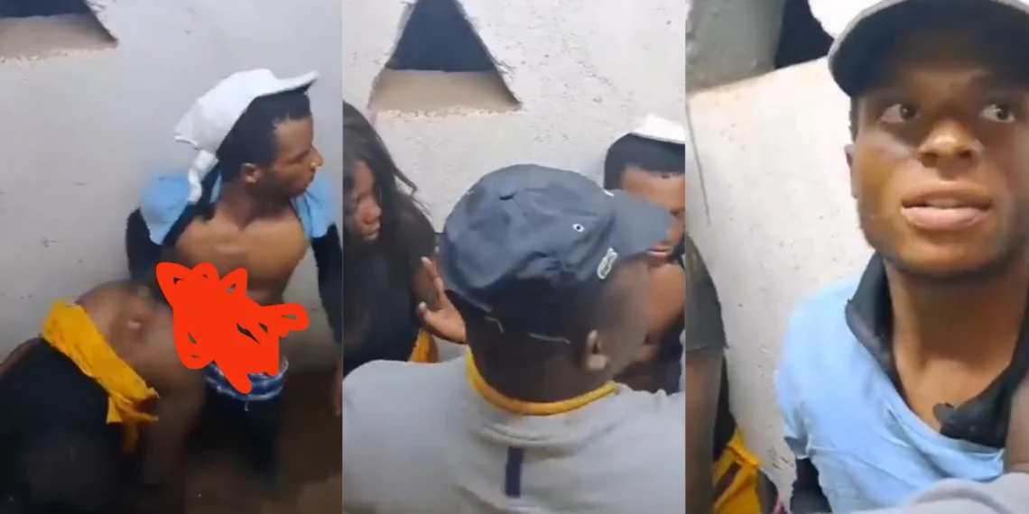 Couple caught p@nts down in a public toilet [VIDEO]