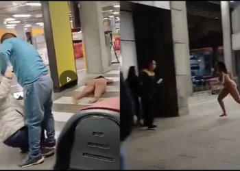 Totally ÑÀk£d Woman Walks Into An Airport & Begins To Attack Travelers [Watch Video]
