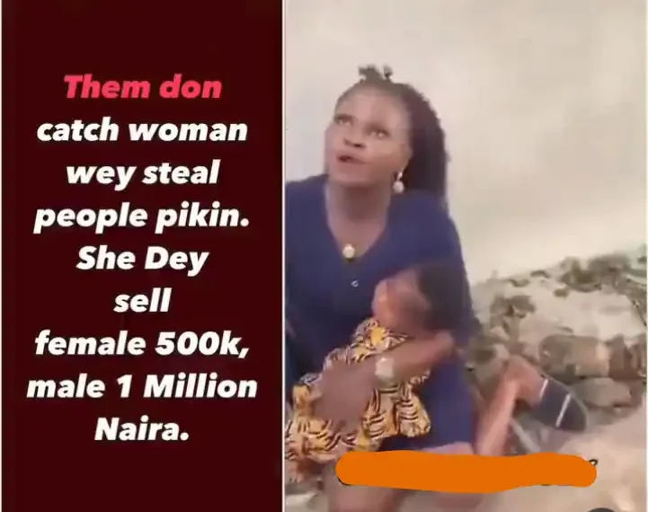 Lady caught red-handed stealing children to sell (Video) 1 Lady caught red-handed stealing children to sell (Video)