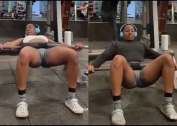 Is it just workout or something else? – See viral video of a lady at the gym