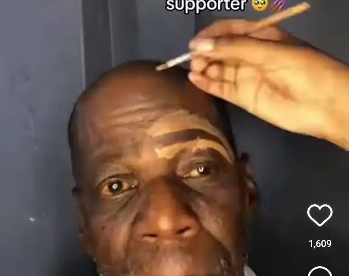 Heartfelt moment an Uncle allows his niece to practice her makeup skills on his face (Video) 1 Heartfelt moment an Uncle allows his niece to practice her makeup skills on his face (Video)