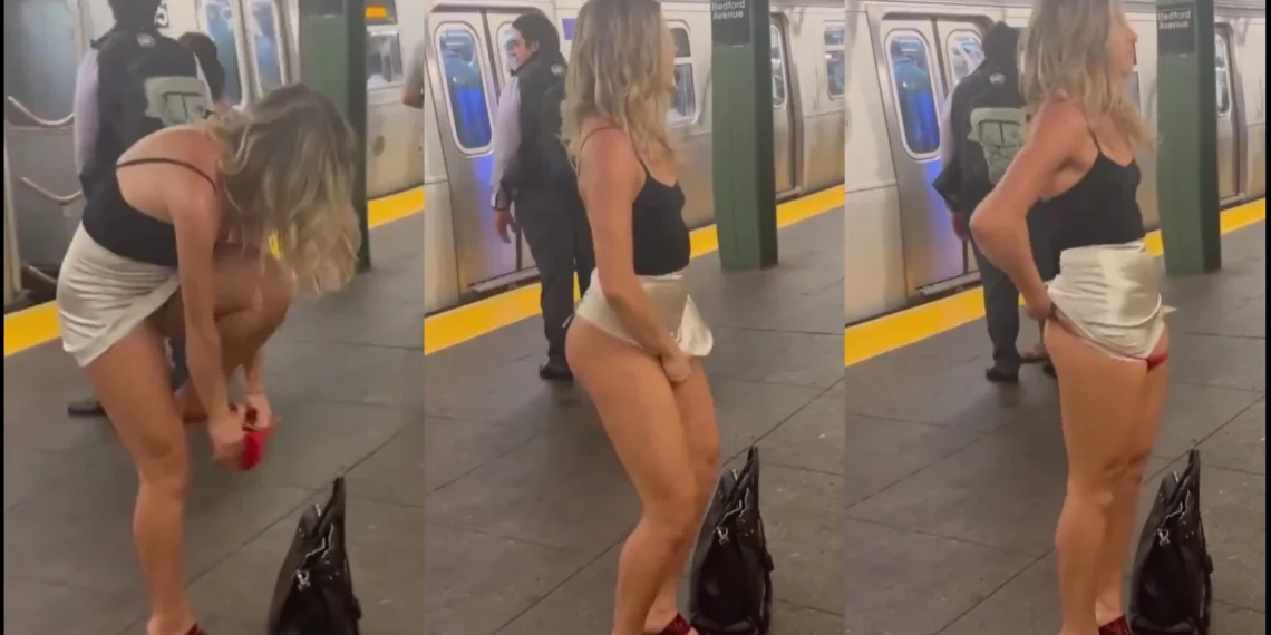 Lady goes viral for putting on her underwear in front of a train station 1 Lady goes viral for putting on her underwear in front of a train station