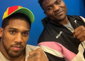 Hear what Anthony Joshua told Ngannou immediately after destroying him in the ring