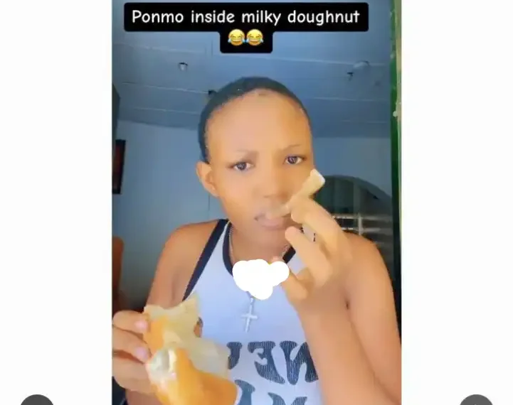 Shocking moment lady found kpomo inside milky doughnut (video)