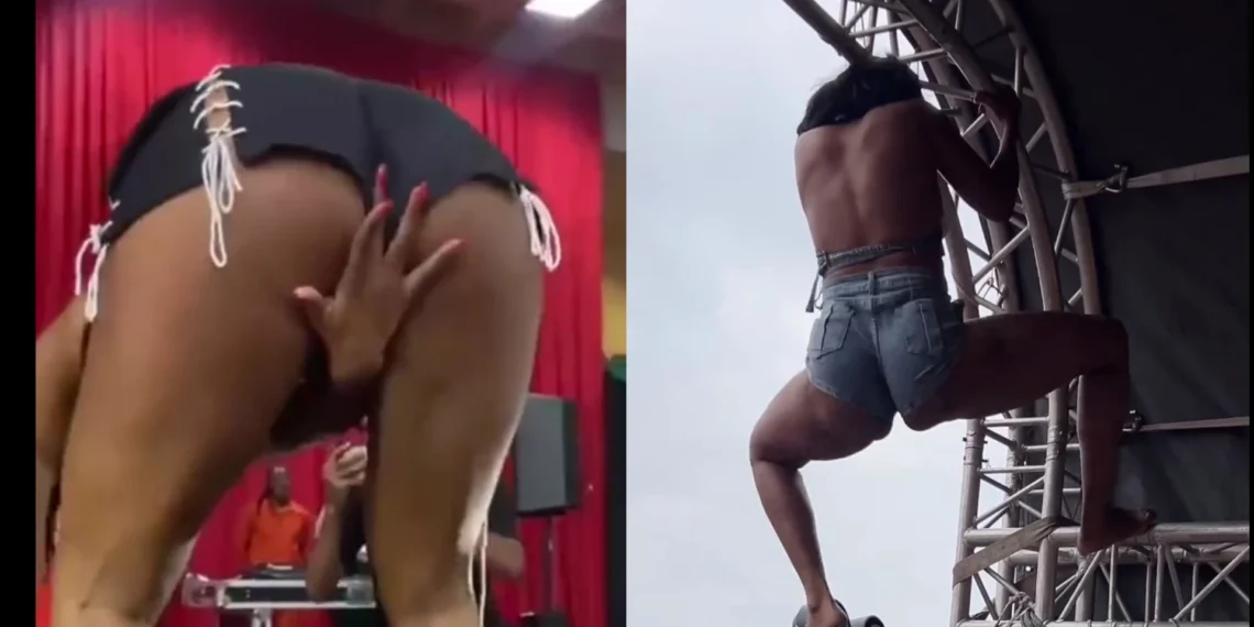 Female Tarzan risks her life to entertain fans during her show 1 Female Tarzan risks her life to entertain fans during her show